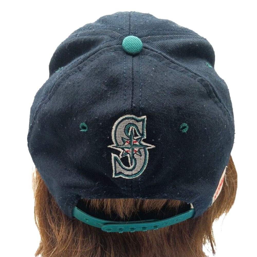 Nutmeg‎ Seattle Mariners Cap Ken Griffey Jr. Snap Back, Black & Green Hat VTG - Picture 6 of 8
